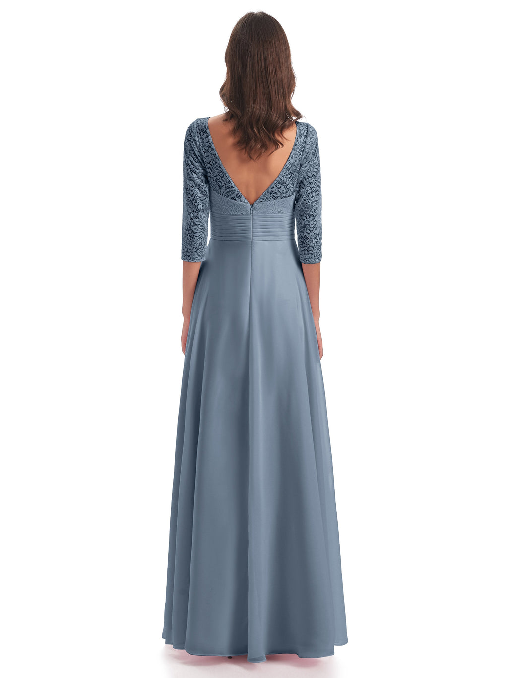 Florence V-Neck 3/4 Length Sleeves Lace Bridesmaid Dresses