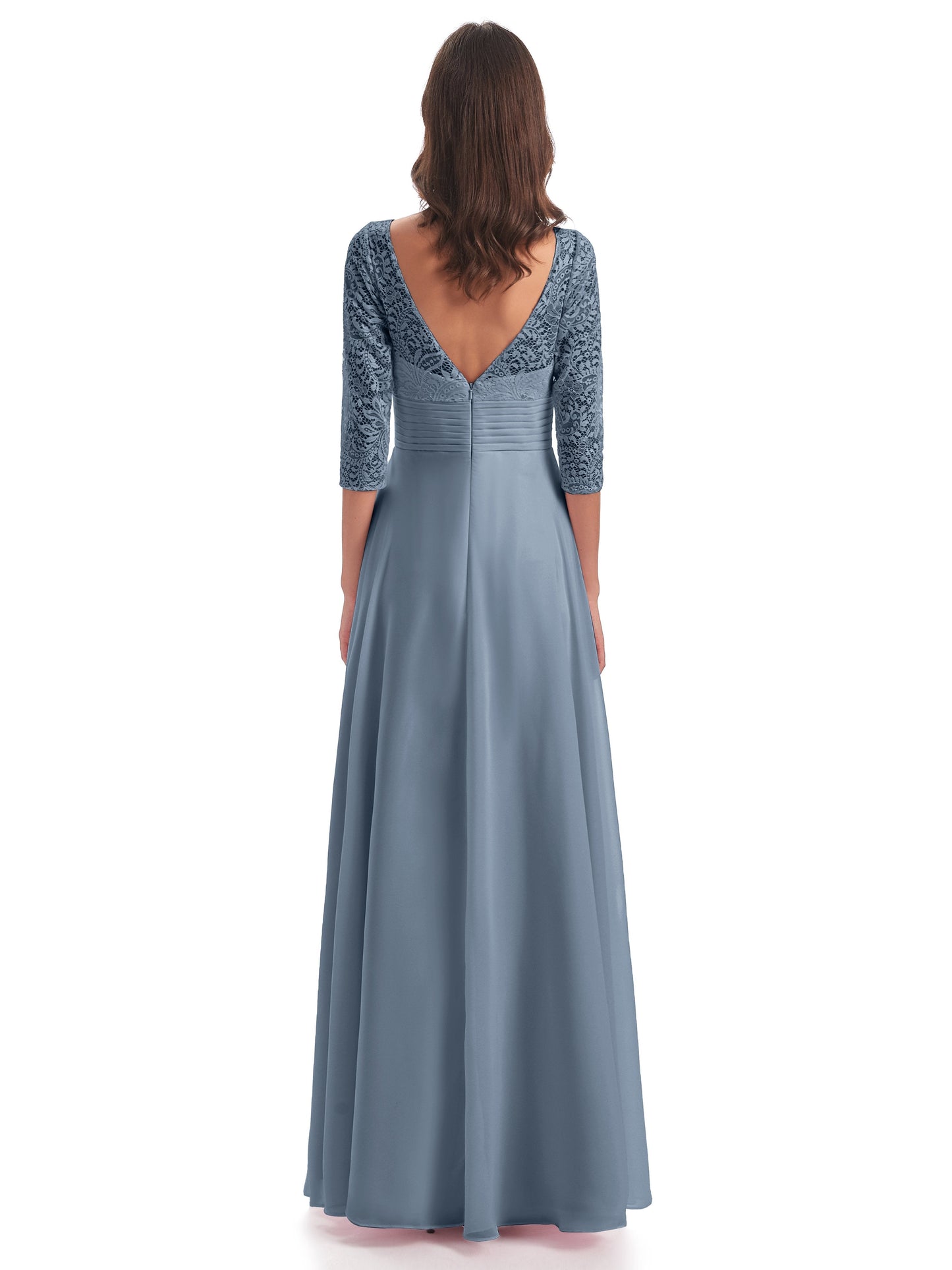 Florence V-Neck 3/4 Length Sleeves Lace Bridesmaid Dresses