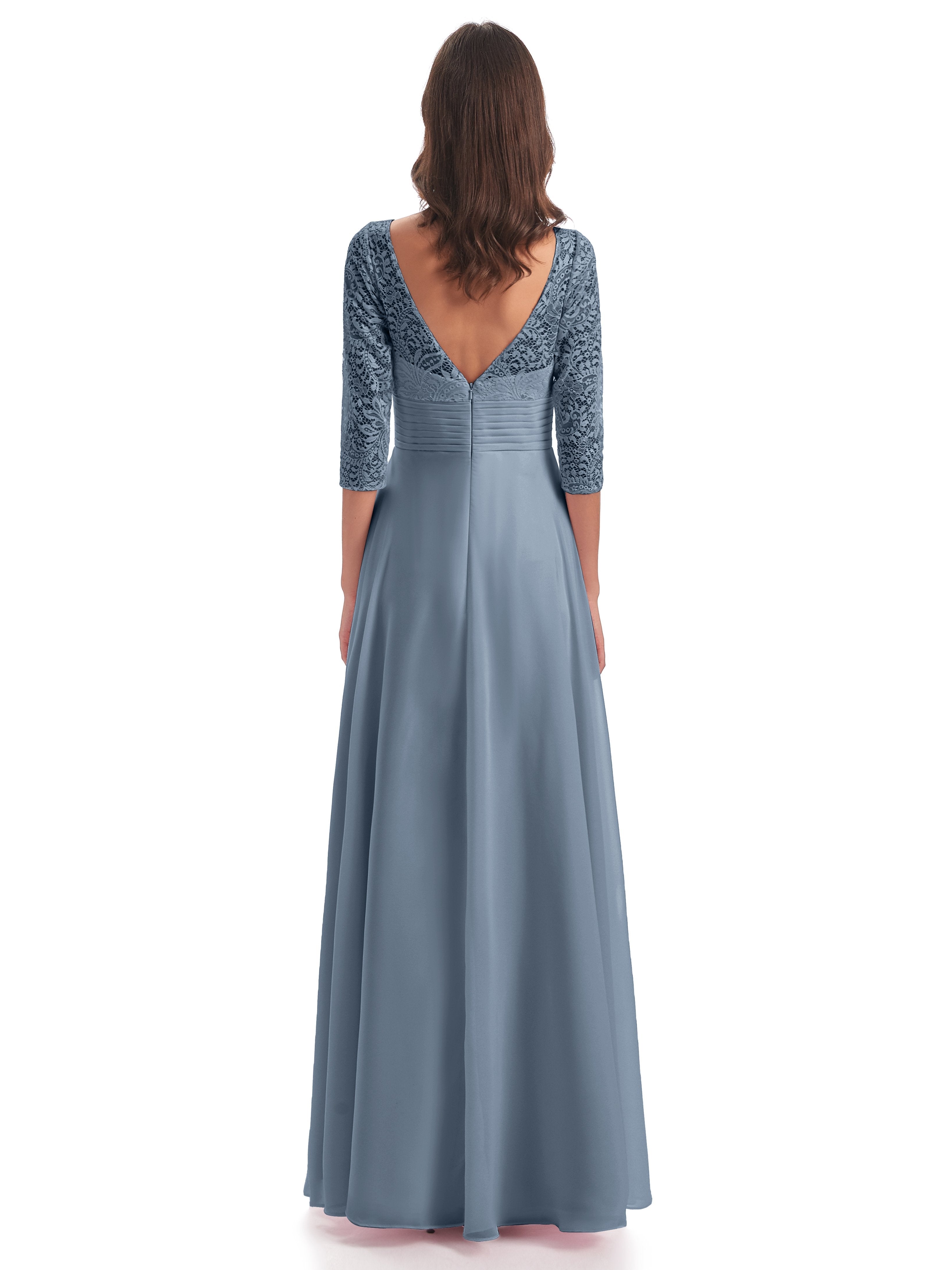 Florence V-Neck 3/4 Length Sleeves Lace Bridesmaid Dresses