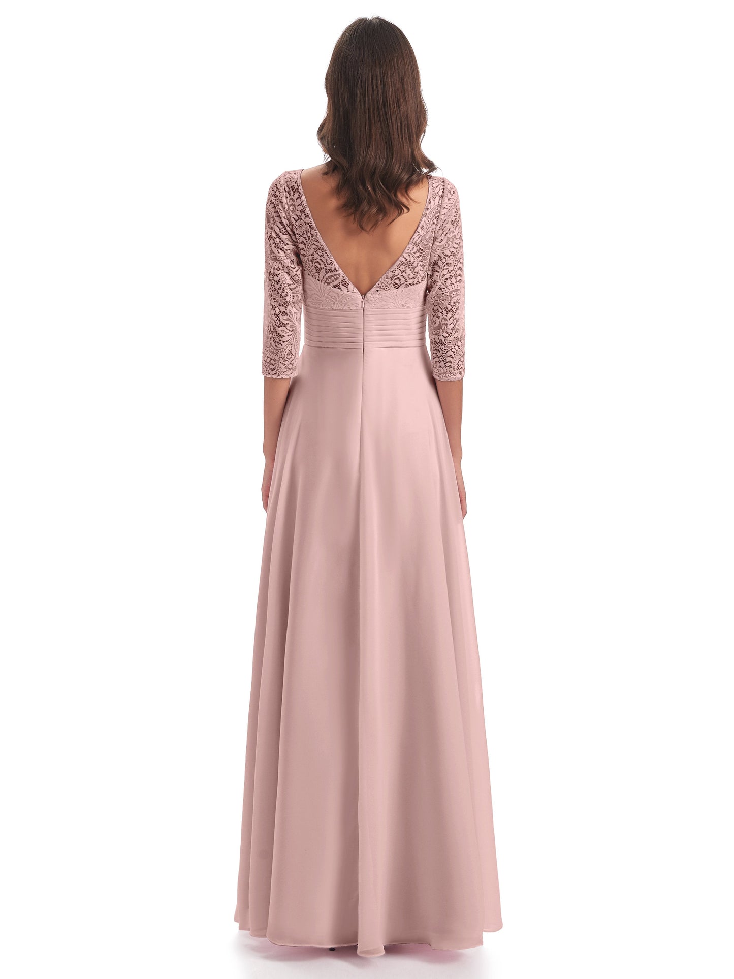 Florence V-Neck 3/4 Length Sleeves Lace Bridesmaid Dresses