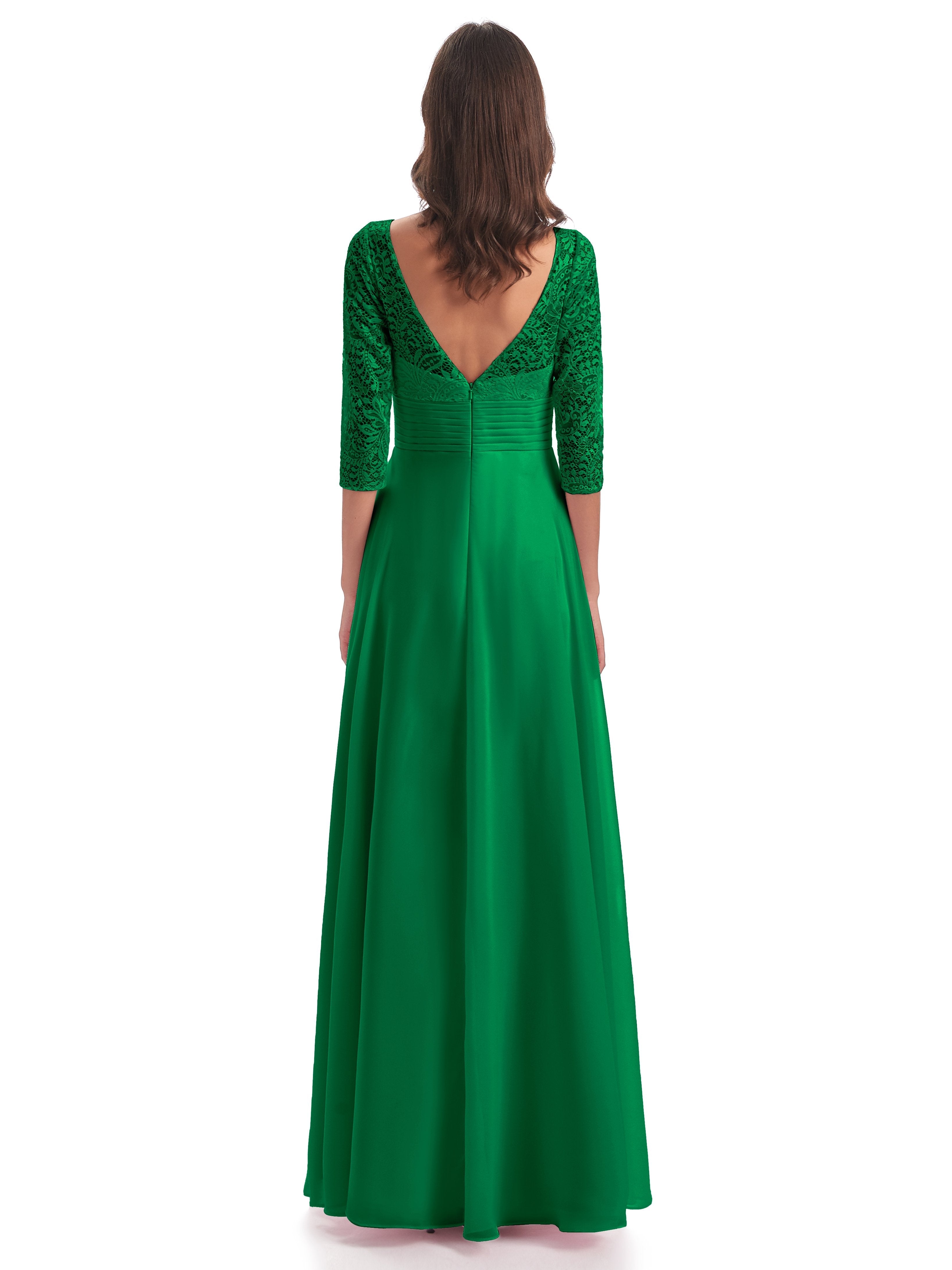 Florence V-Neck 3/4 Length Sleeves Lace Bridesmaid Dresses