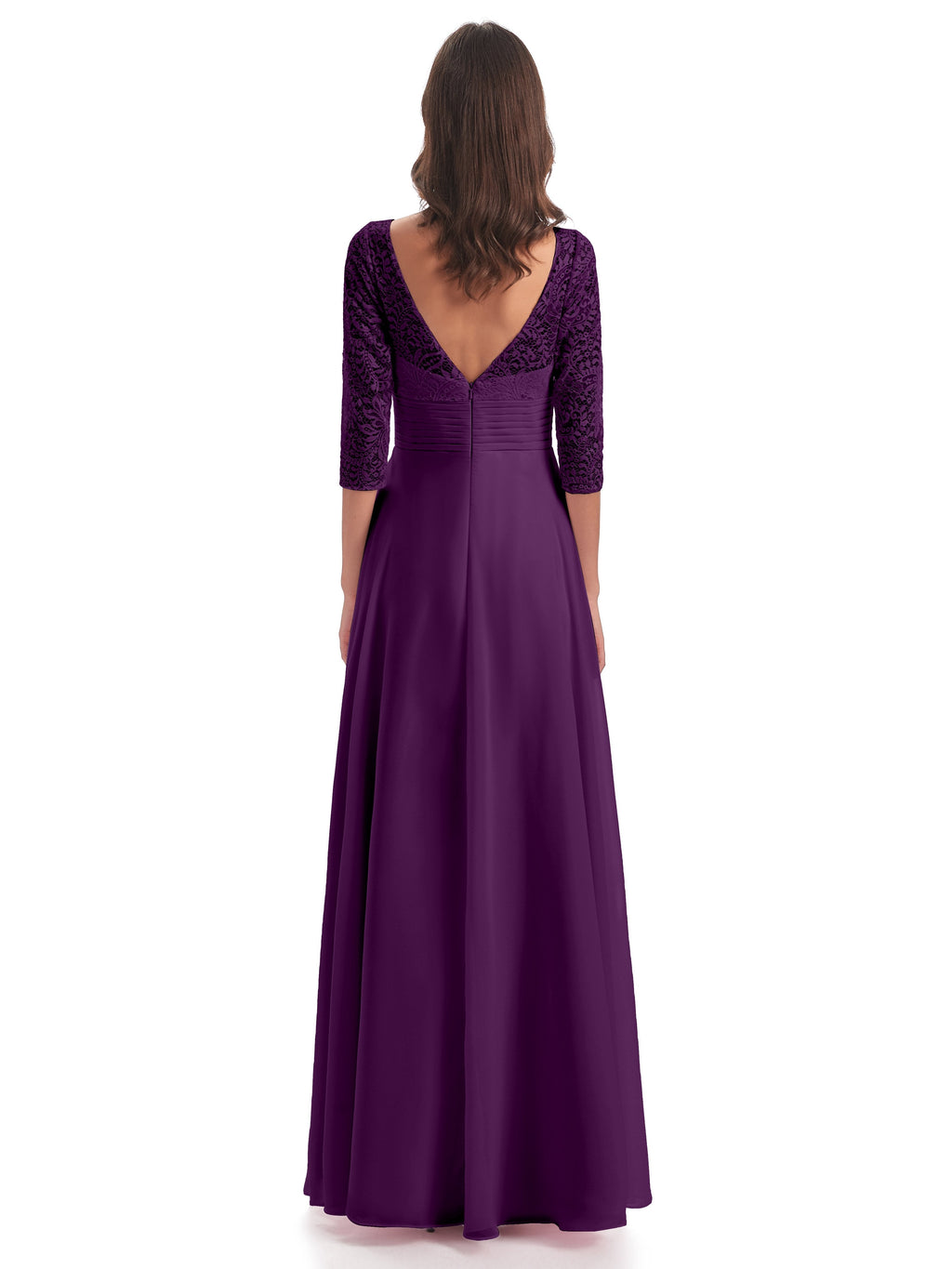 Florence V-Neck 3/4 Length Sleeves Lace Bridesmaid Dresses