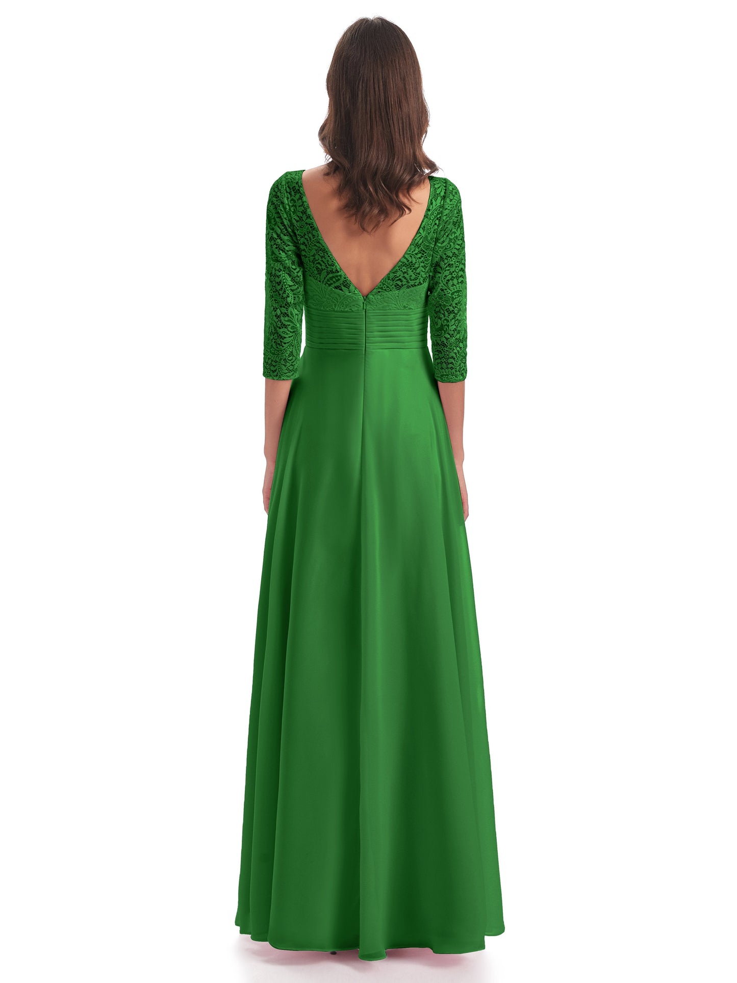 Florence V-Neck 3/4 Length Sleeves Lace Bridesmaid Dresses