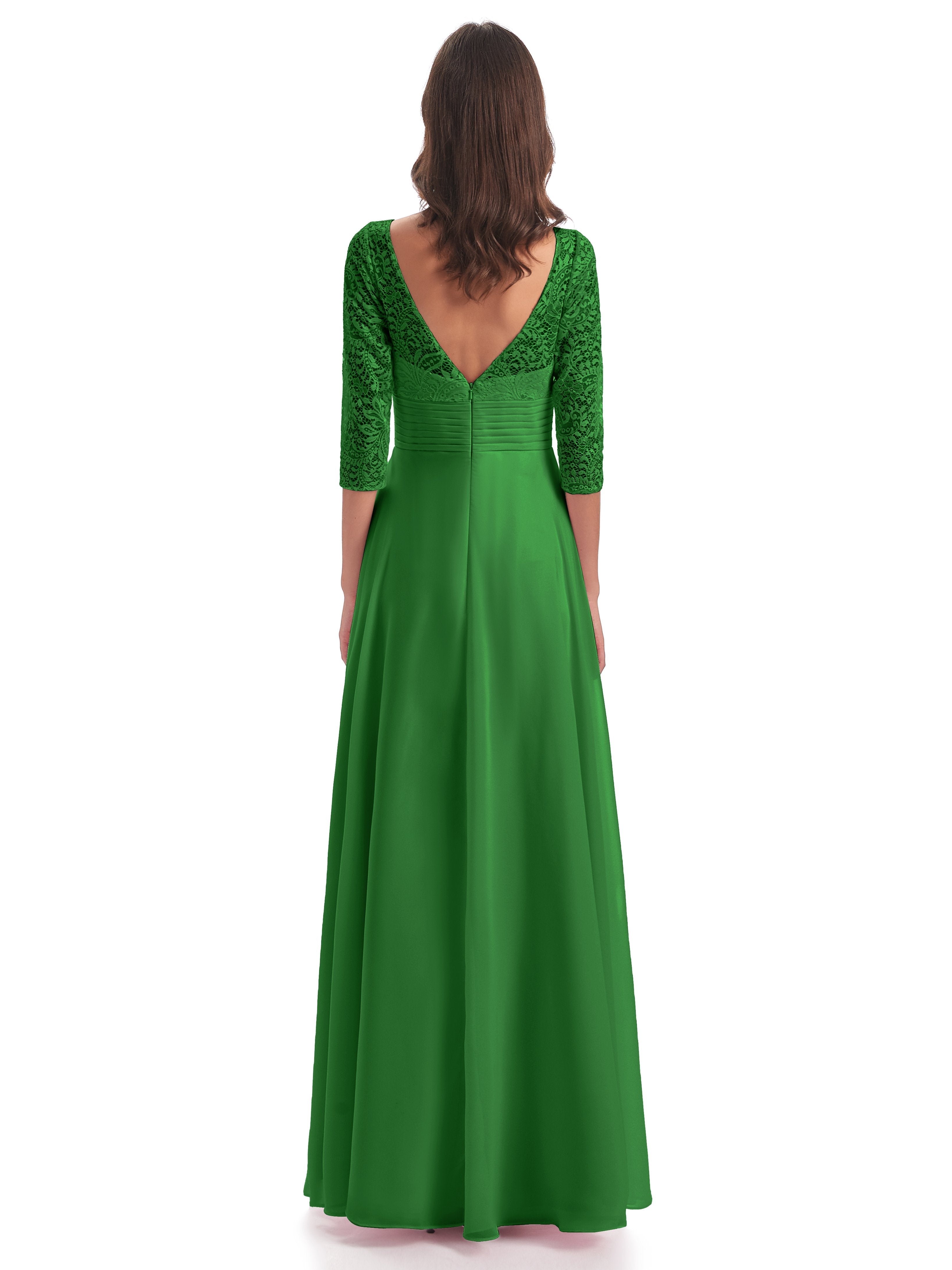 Florence V-Neck 3/4 Length Sleeves Lace Bridesmaid Dresses