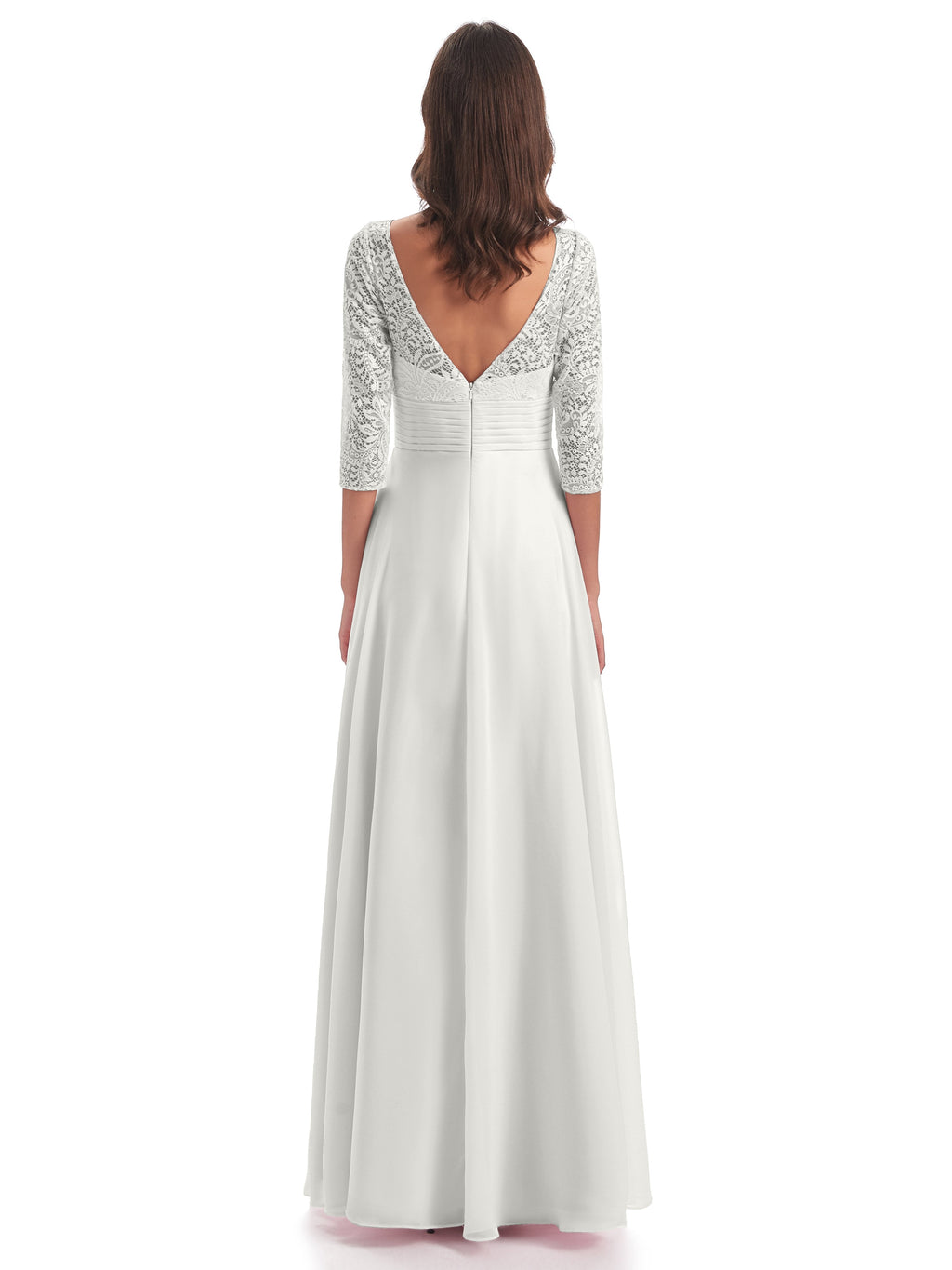Florence V-Neck 3/4 Length Sleeves Lace Bridesmaid Dresses