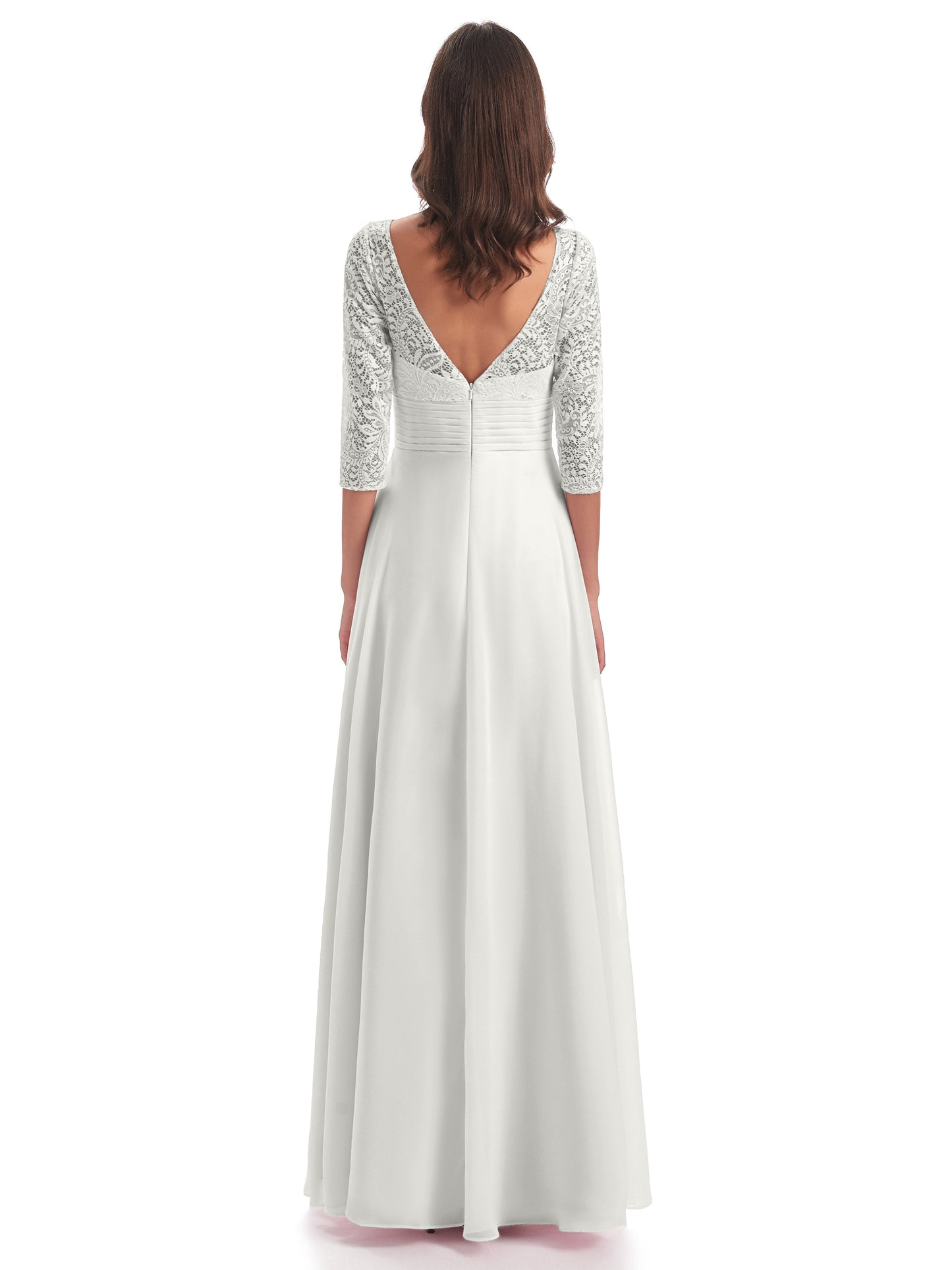 Florence V-Neck 3/4 Length Sleeves Lace Bridesmaid Dresses