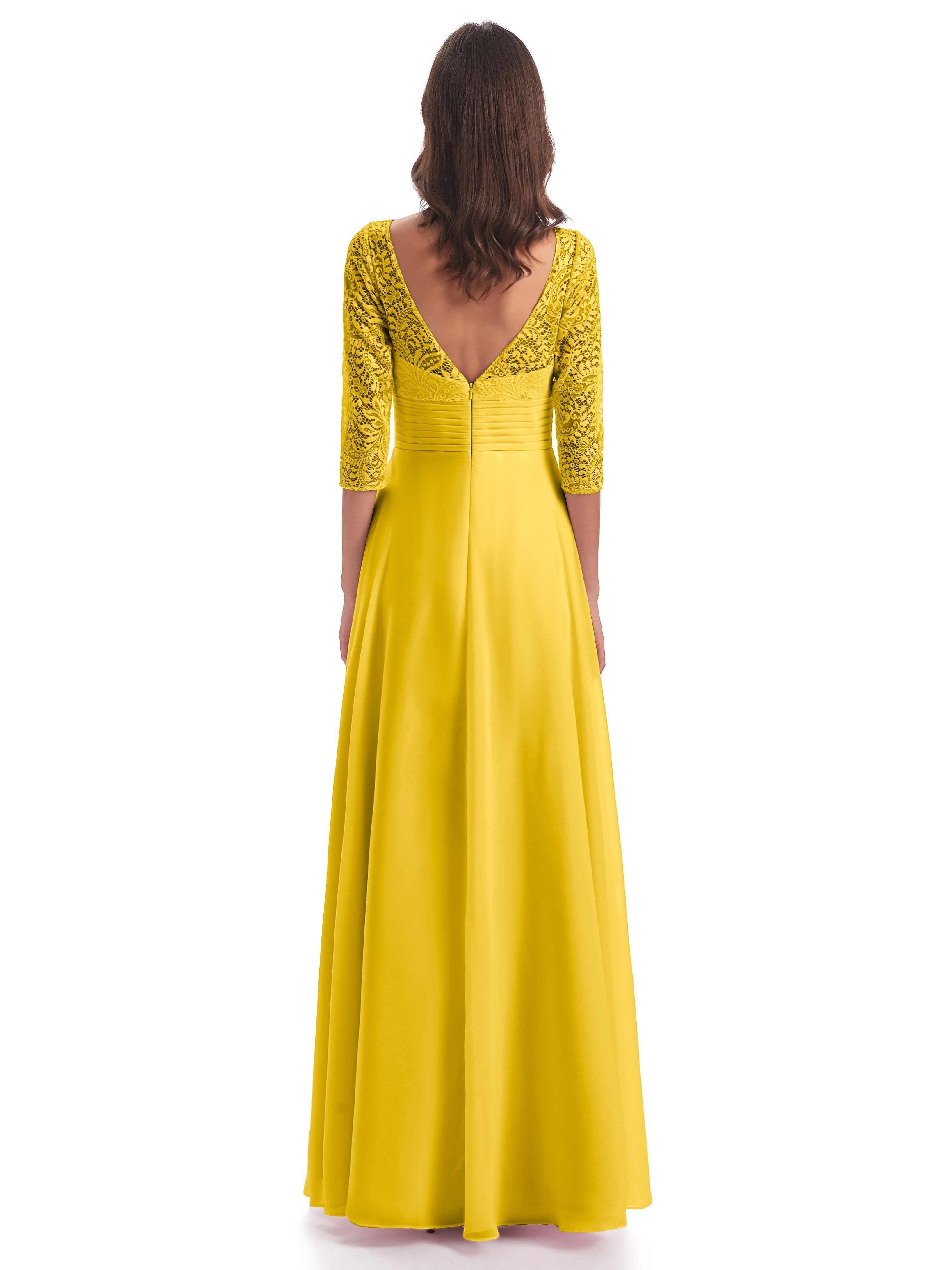 Florence V-Neck 3/4 Length Sleeves Lace Bridesmaid Dresses