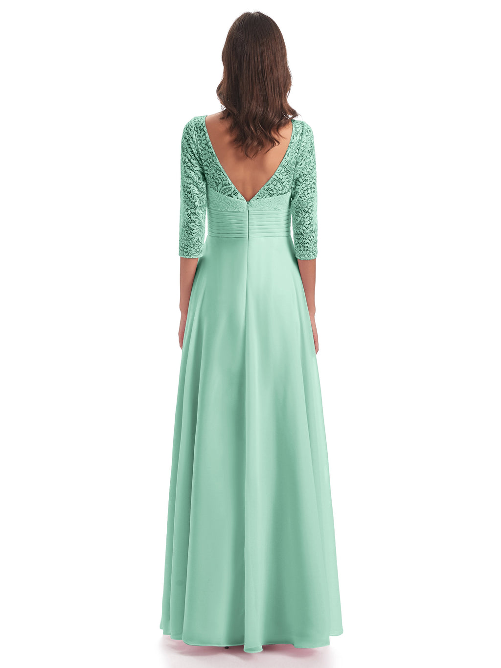 Florence V-Neck 3/4 Length Sleeves Lace Bridesmaid Dresses