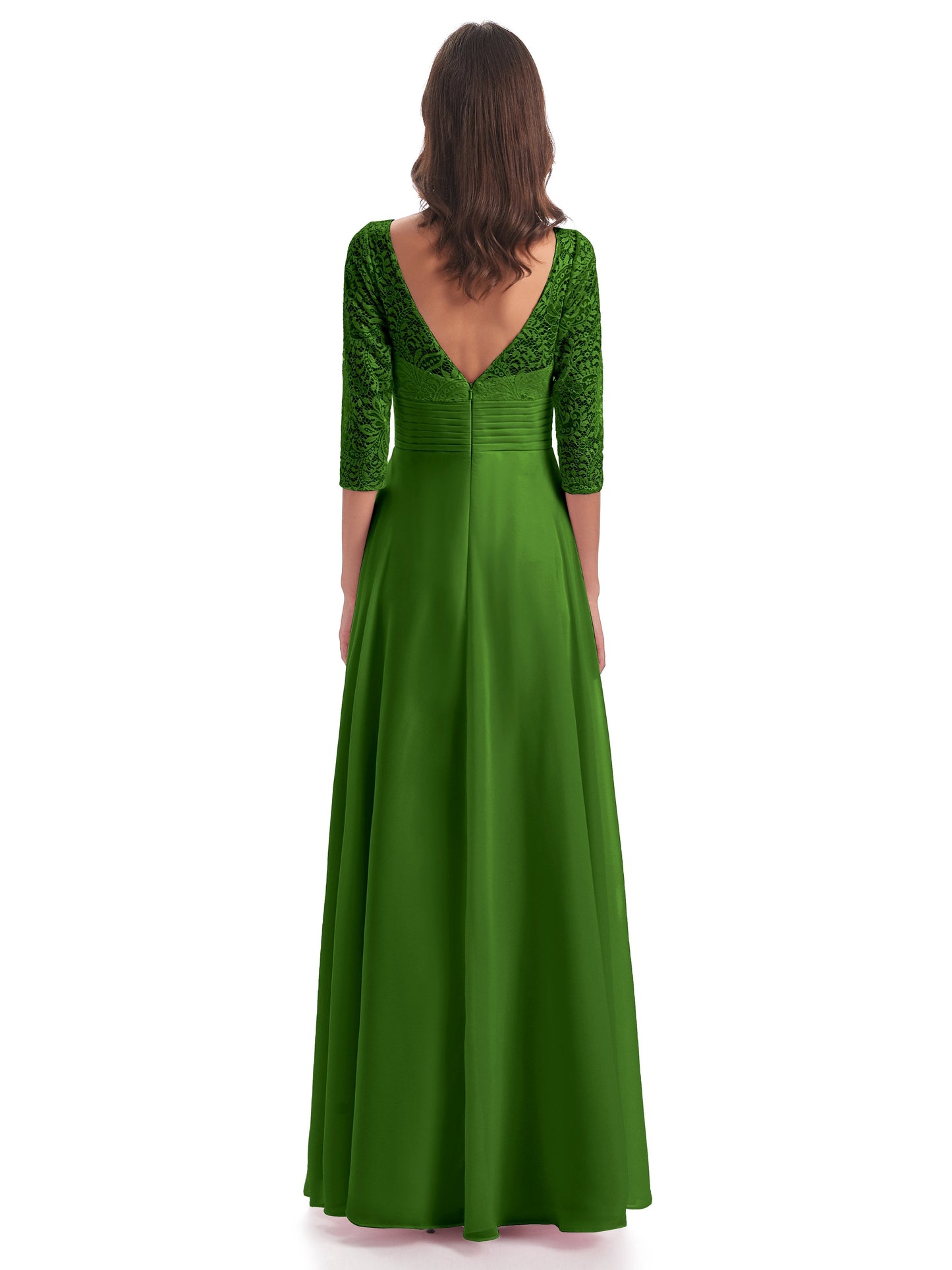 Florence V-Neck 3/4 Length Sleeves Lace Bridesmaid Dresses