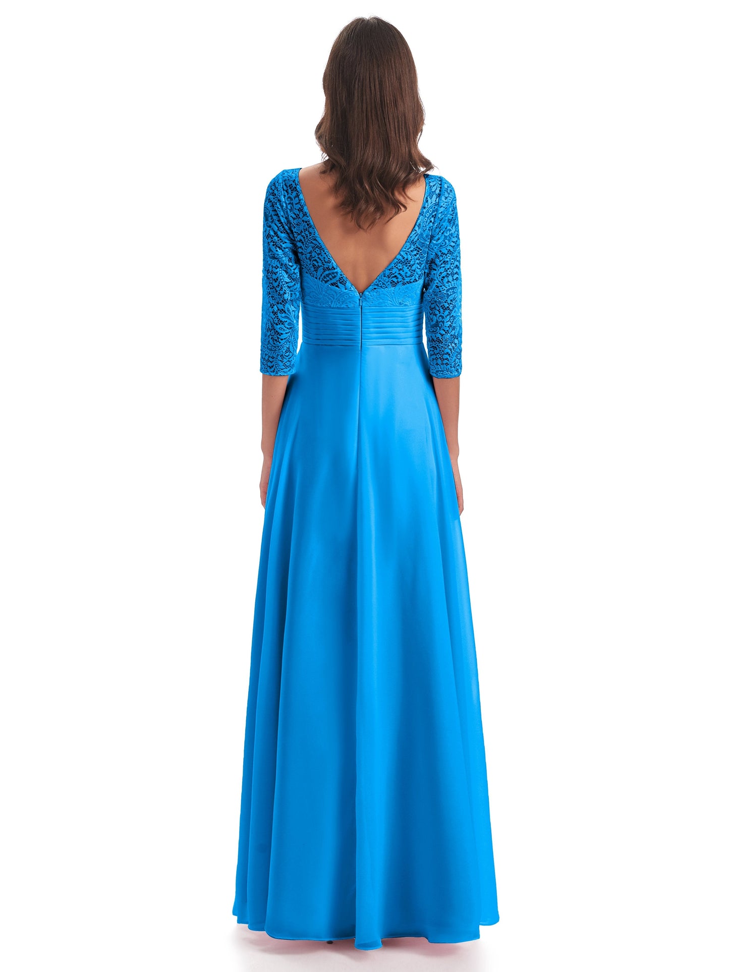 Florence V-Neck 3/4 Length Sleeves Lace Bridesmaid Dresses