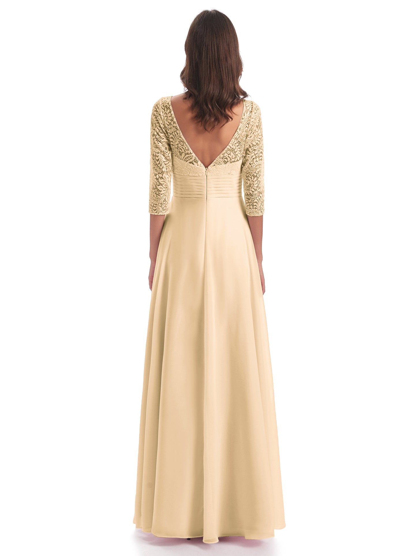 Florence V-Neck 3/4 Length Sleeves Lace Bridesmaid Dresses