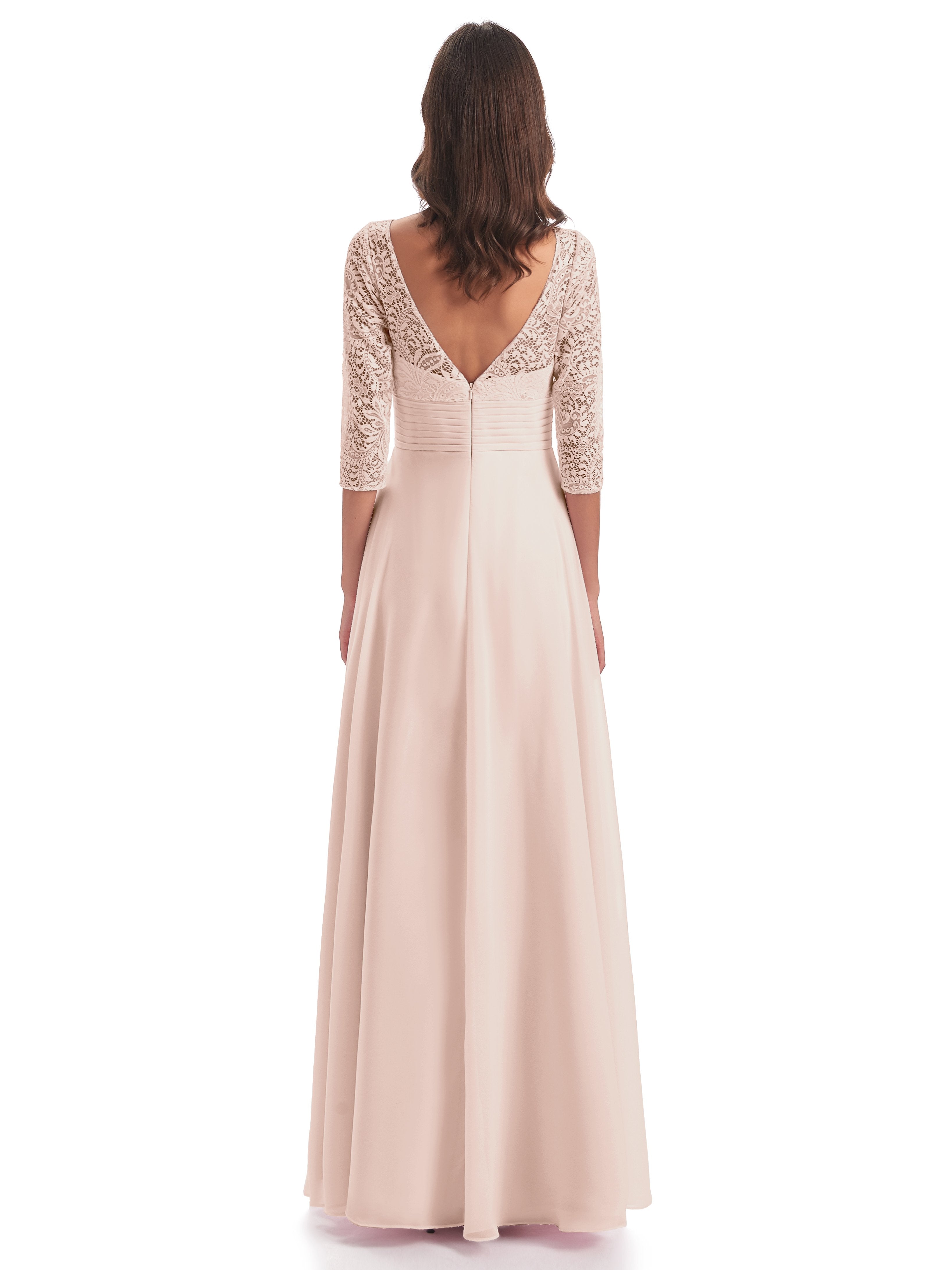 Florence V-Neck 3/4 Length Sleeves Lace Bridesmaid Dresses