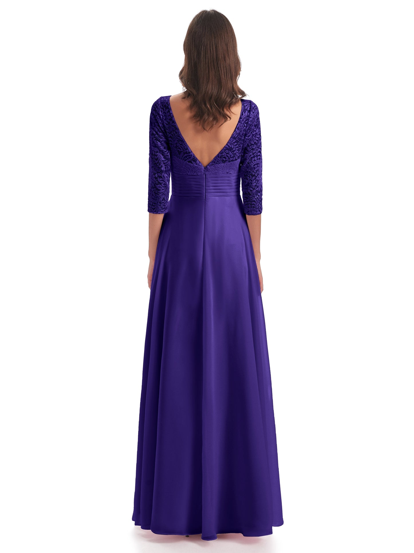 Florence V-Neck 3/4 Length Sleeves Lace Bridesmaid Dresses