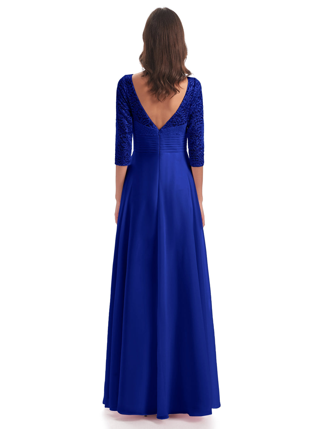 Florence V-Neck 3/4 Length Sleeves Lace Bridesmaid Dresses