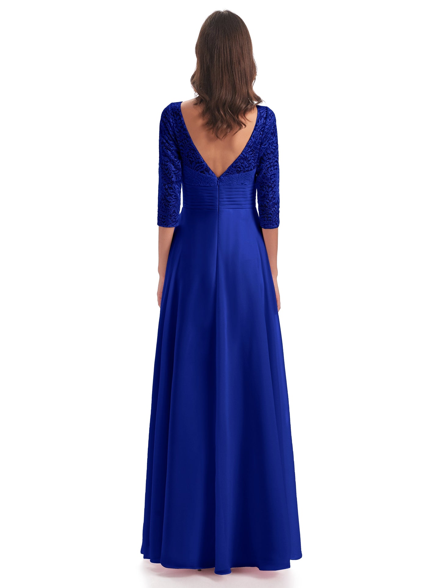 Florence V-Neck 3/4 Length Sleeves Lace Bridesmaid Dresses