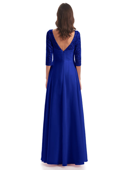 Florence V-Neck 3/4 Length Sleeves Lace Bridesmaid Dresses