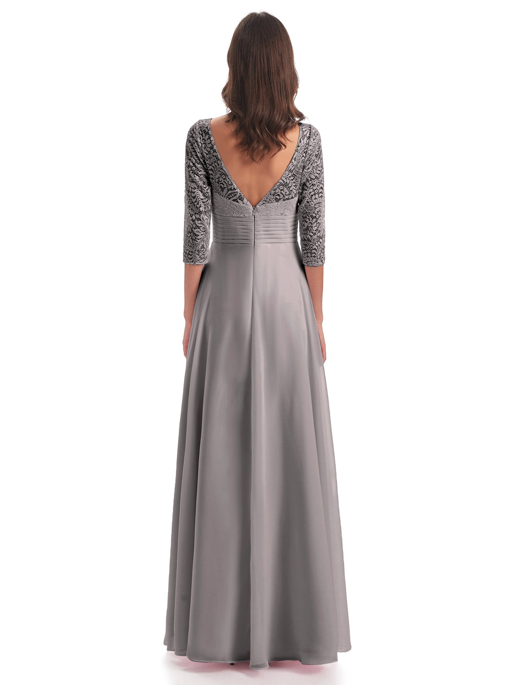 Florence V-Neck 3/4 Length Sleeves Lace Bridesmaid Dresses