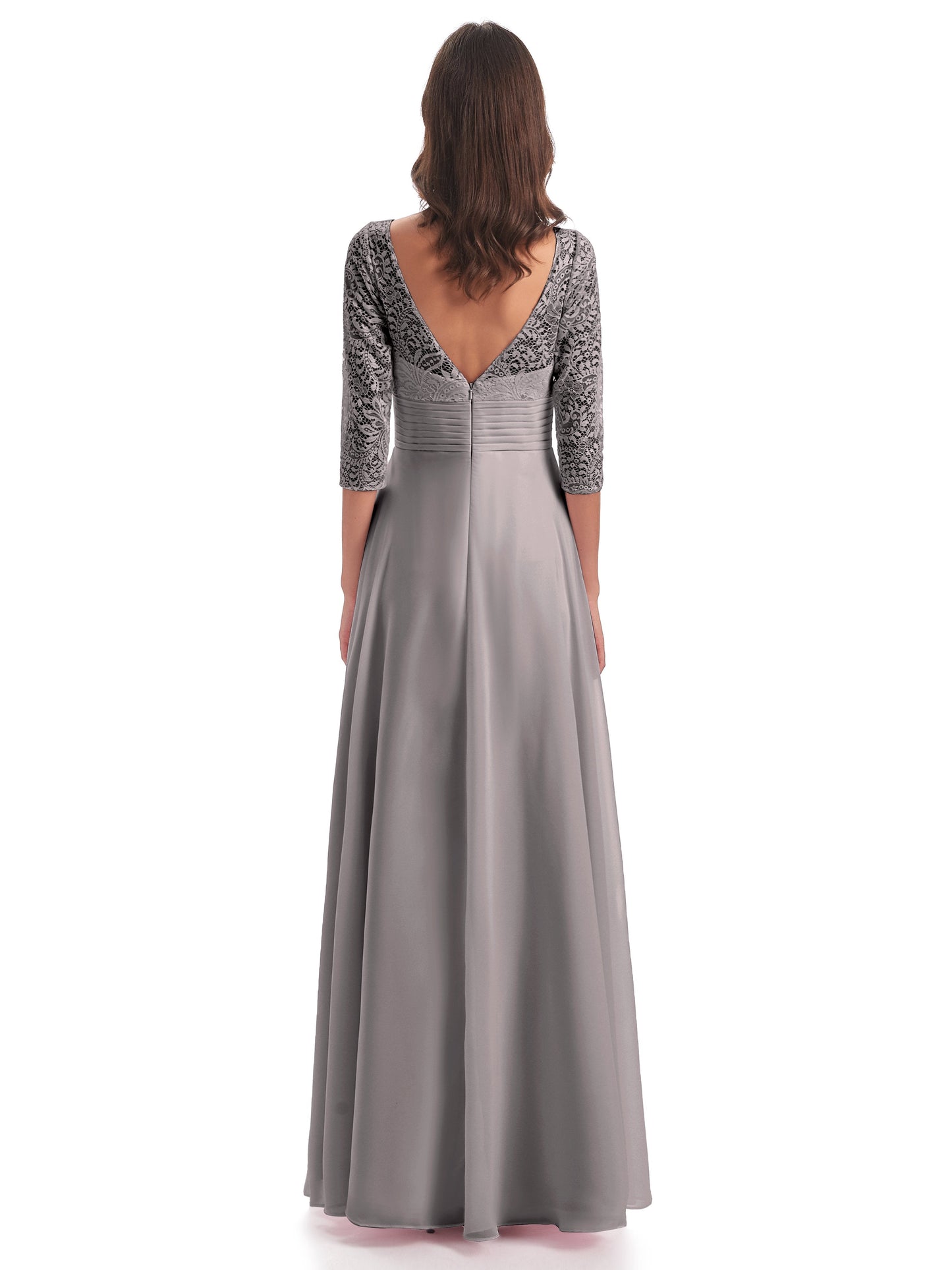Florence V-Neck 3/4 Length Sleeves Lace Bridesmaid Dresses