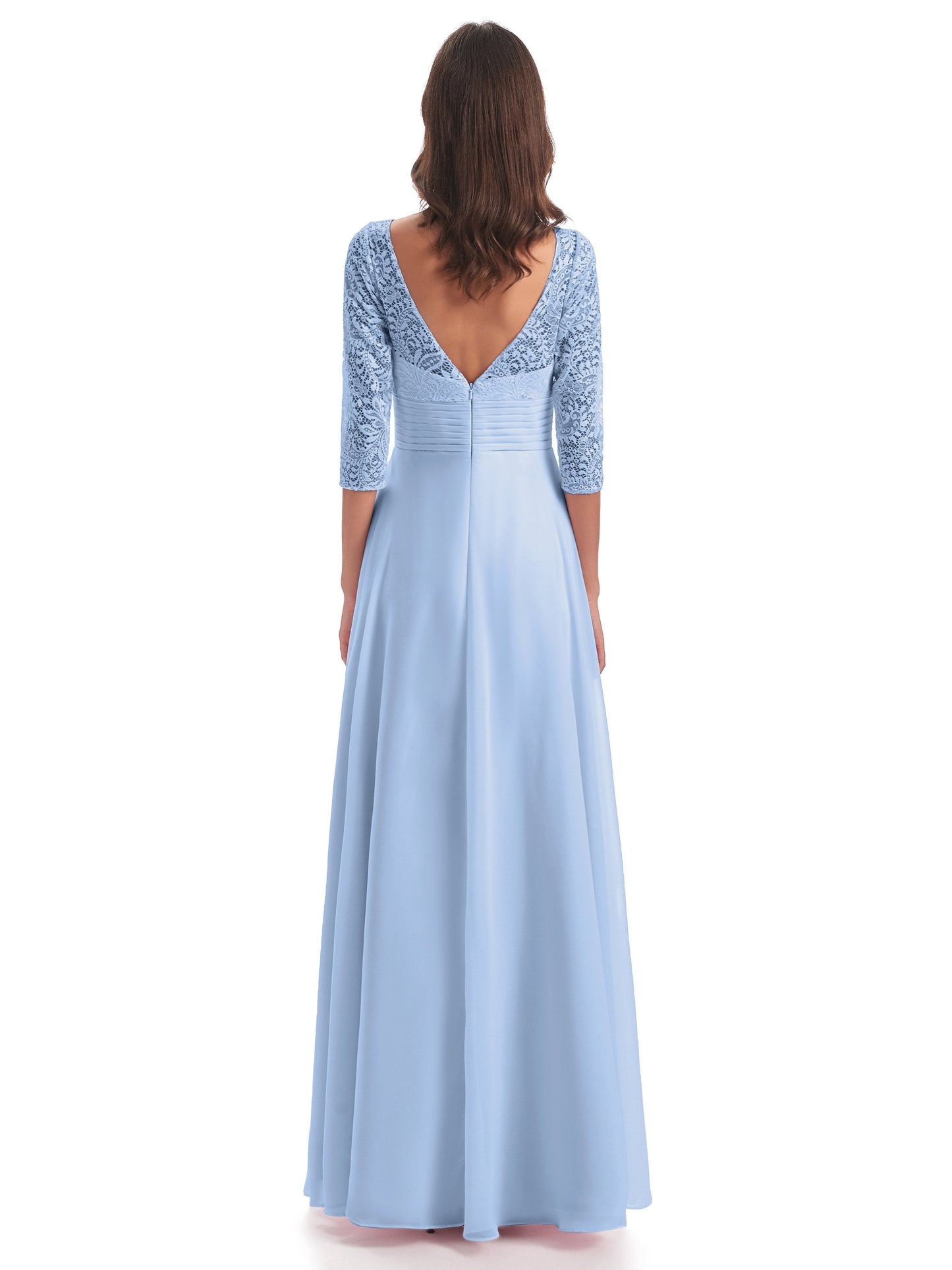 Florence V-Neck 3/4 Length Sleeves Lace Bridesmaid Dresses