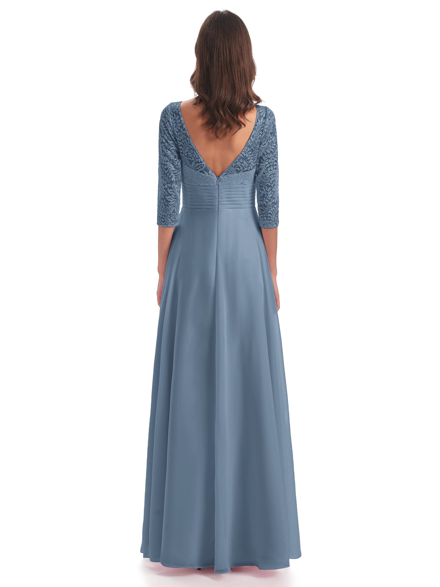 Florence V-Neck 3/4 Length Sleeves Lace Bridesmaid Dresses