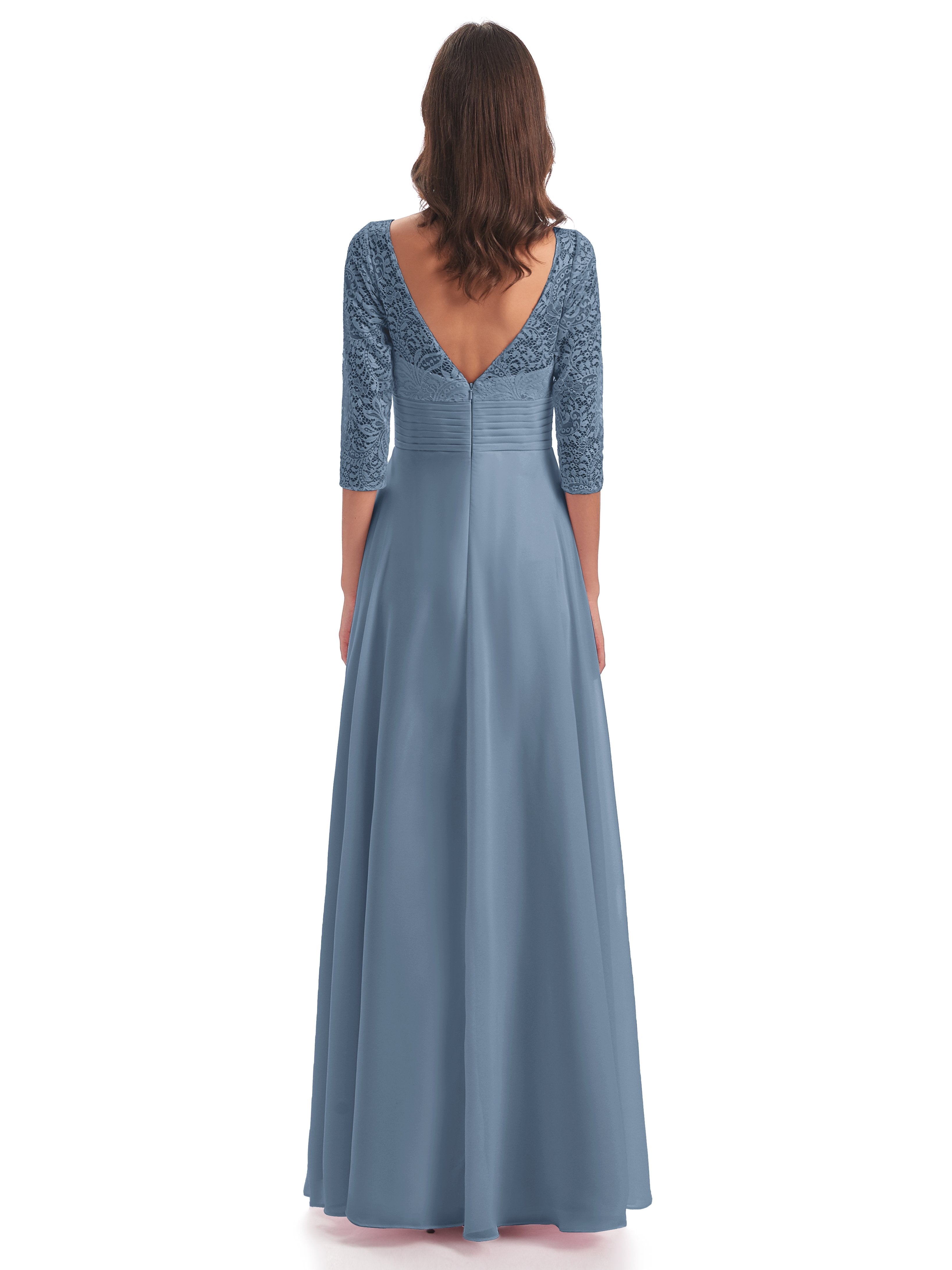Florence V-Neck 3/4 Length Sleeves Lace Bridesmaid Dresses