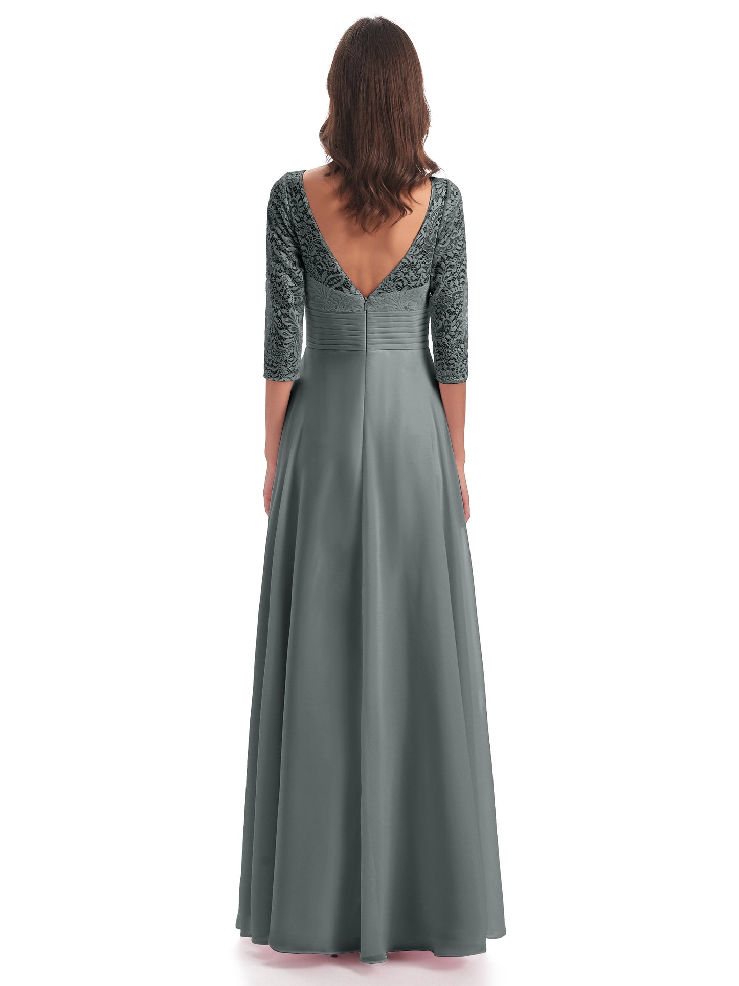 Florence V-Neck 3/4 Length Sleeves Lace Bridesmaid Dresses