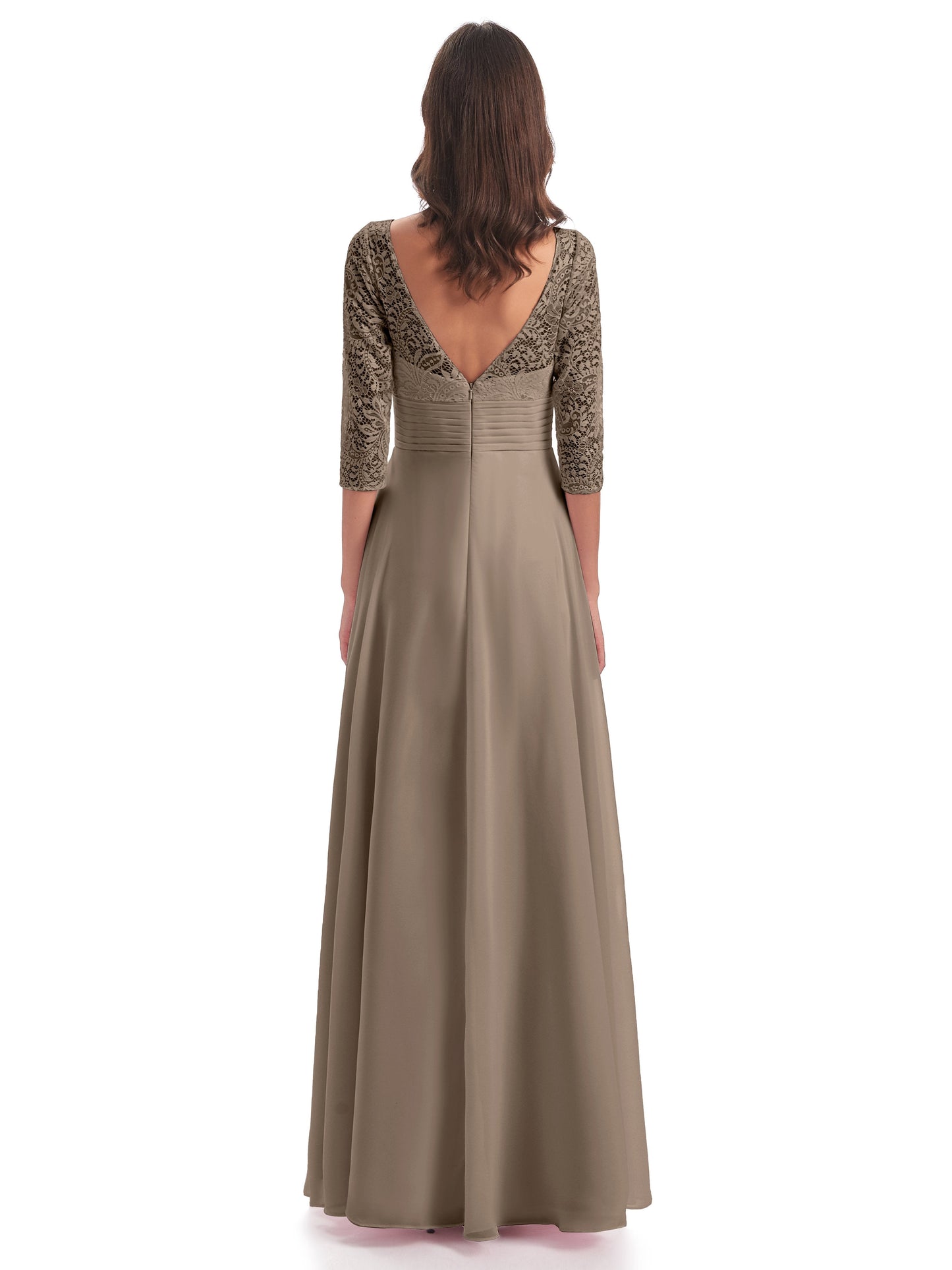 Florence V-Neck 3/4 Length Sleeves Lace Bridesmaid Dresses