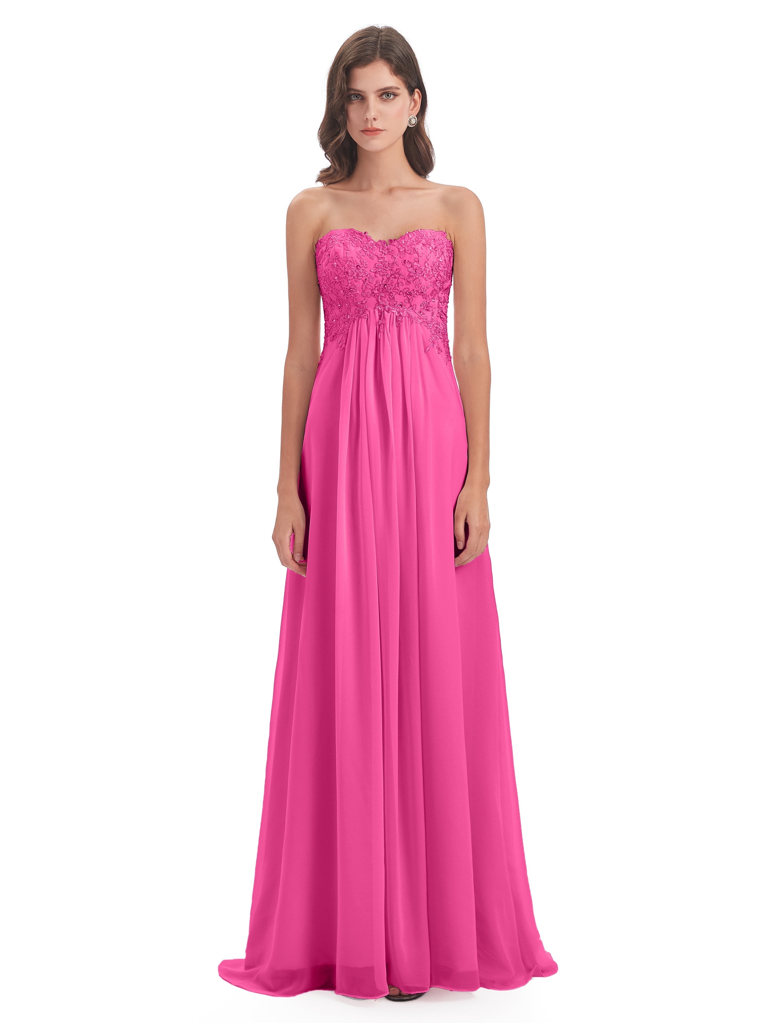 Halle Sweep-Brush Train Beading Sweetheart Bridesmaid Dresses