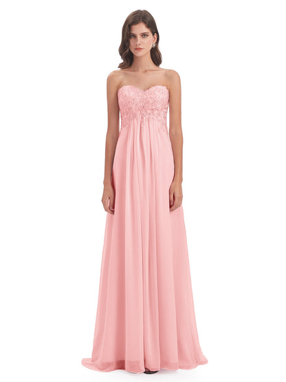 Halle Sweep-Brush Train Beading Sweetheart Bridesmaid Dresses