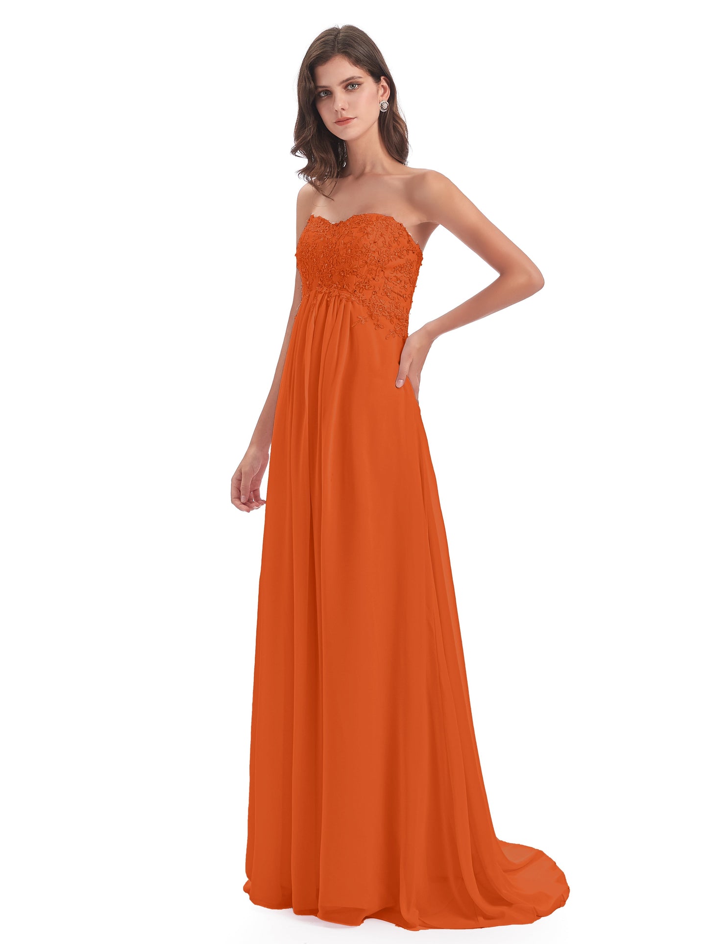 Halle Sweep-Brush Train Beading Sweetheart Bridesmaid Dresses