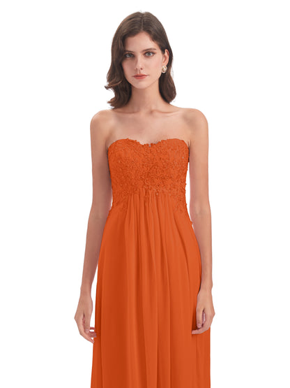 Halle Sweep-Brush Train Beading Sweetheart Bridesmaid Dresses