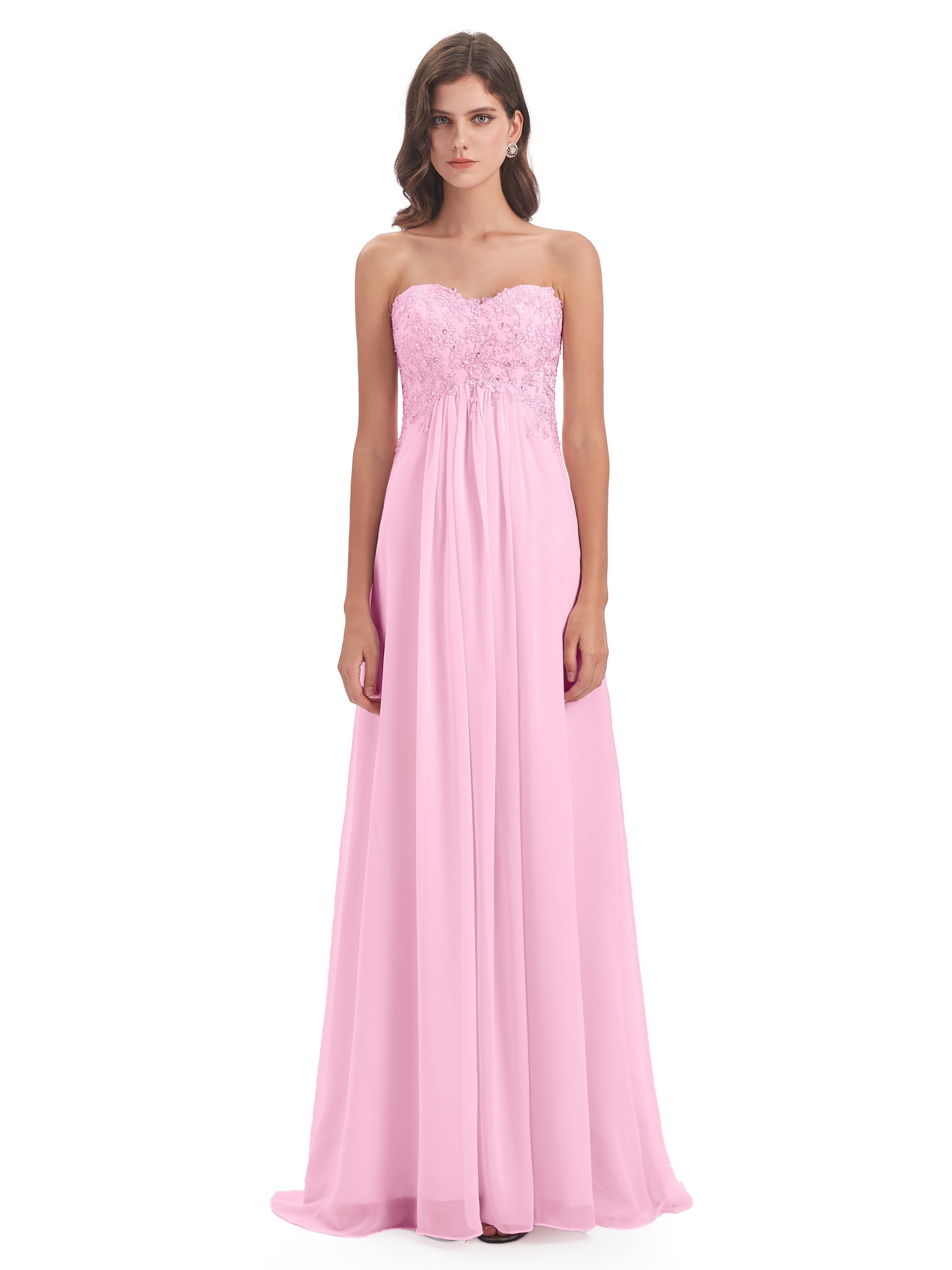 Halle Sweep-Brush Train Beading Sweetheart Bridesmaid Dresses