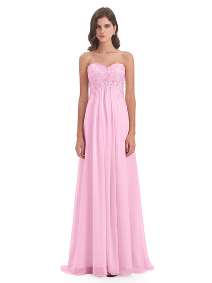 Halle Sweep-Brush Train Beading Sweetheart Bridesmaid Dresses