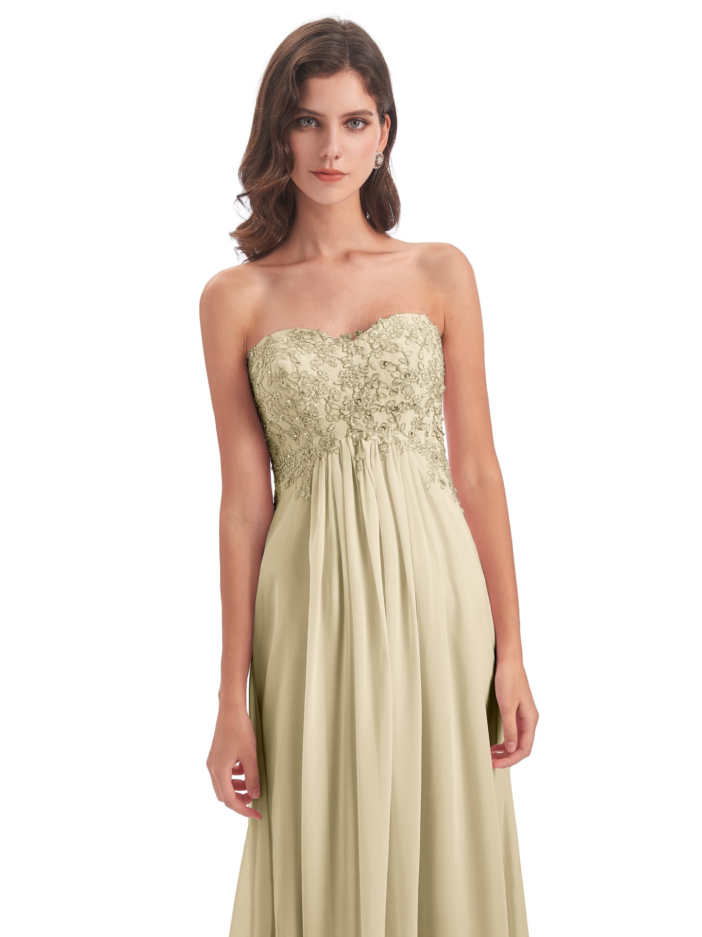 Halle Sweep-Brush Train Beading Sweetheart Bridesmaid Dresses