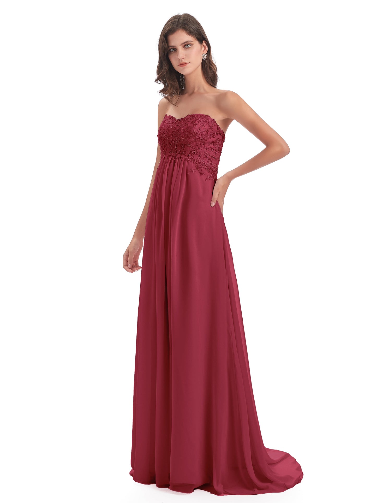 Halle Sweep-Brush Train Beading Sweetheart Bridesmaid Dresses