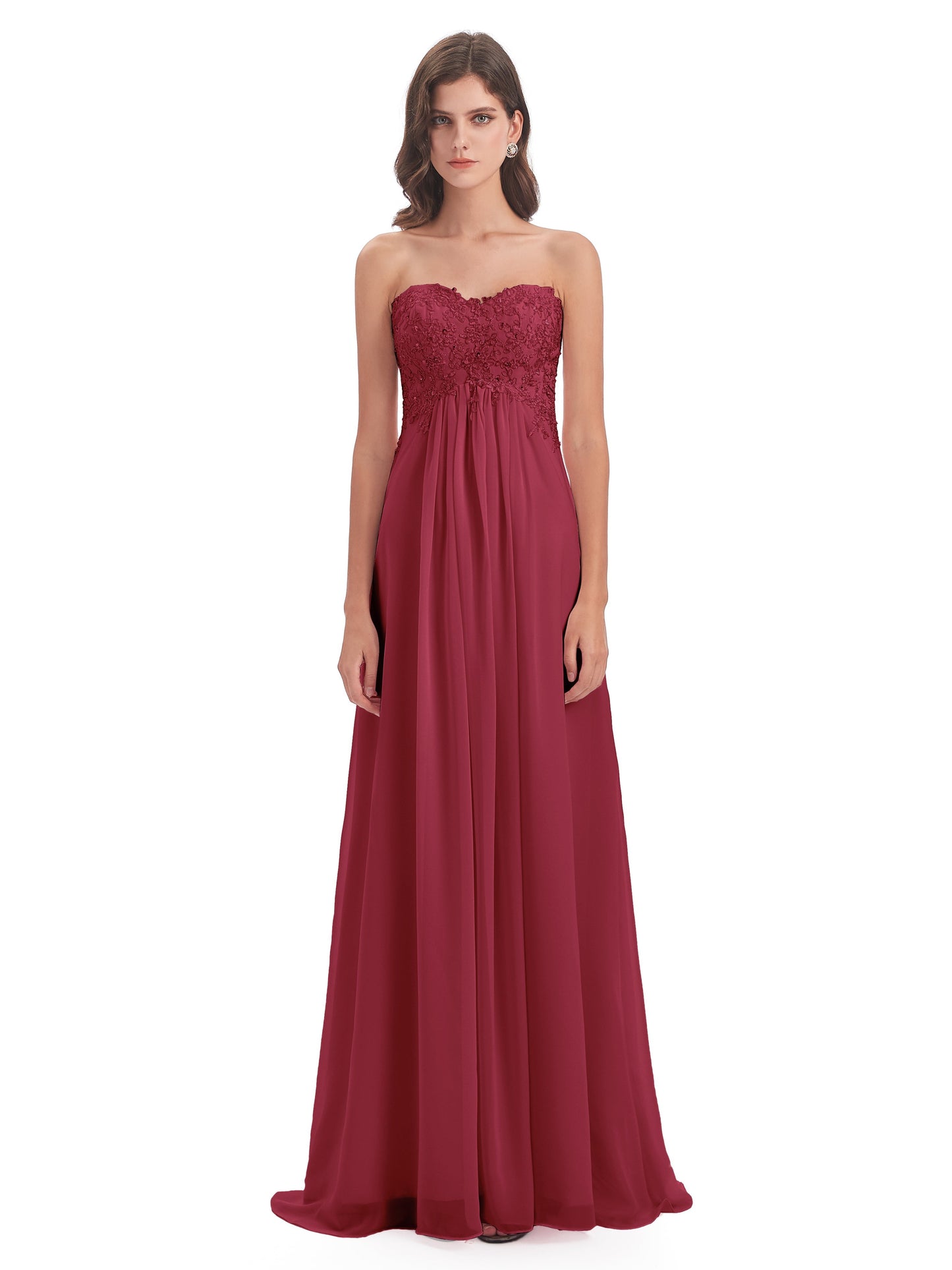 Halle Sweep-Brush Train Beading Sweetheart Bridesmaid Dresses