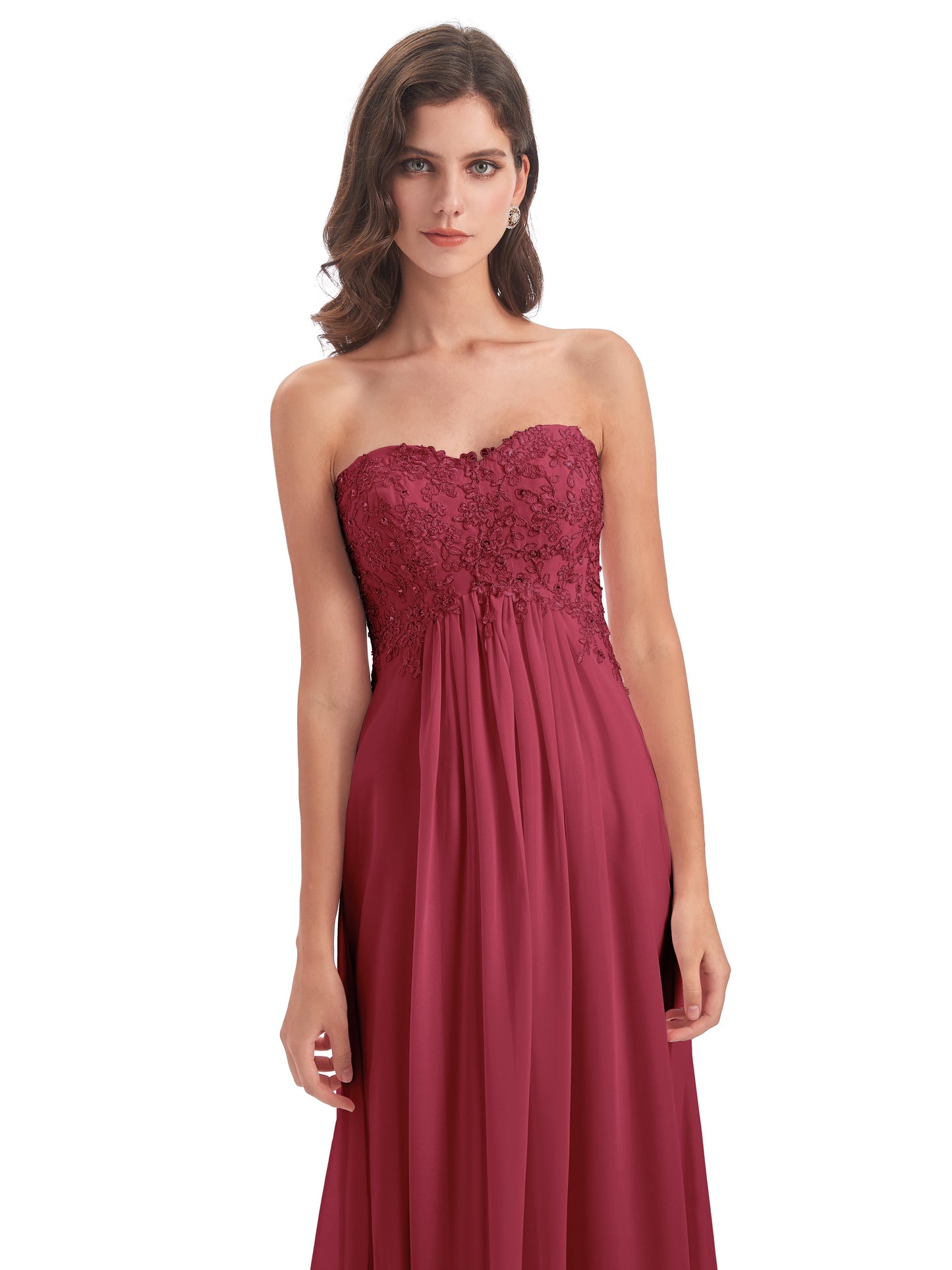 Halle Sweep-Brush Train Beading Sweetheart Bridesmaid Dresses