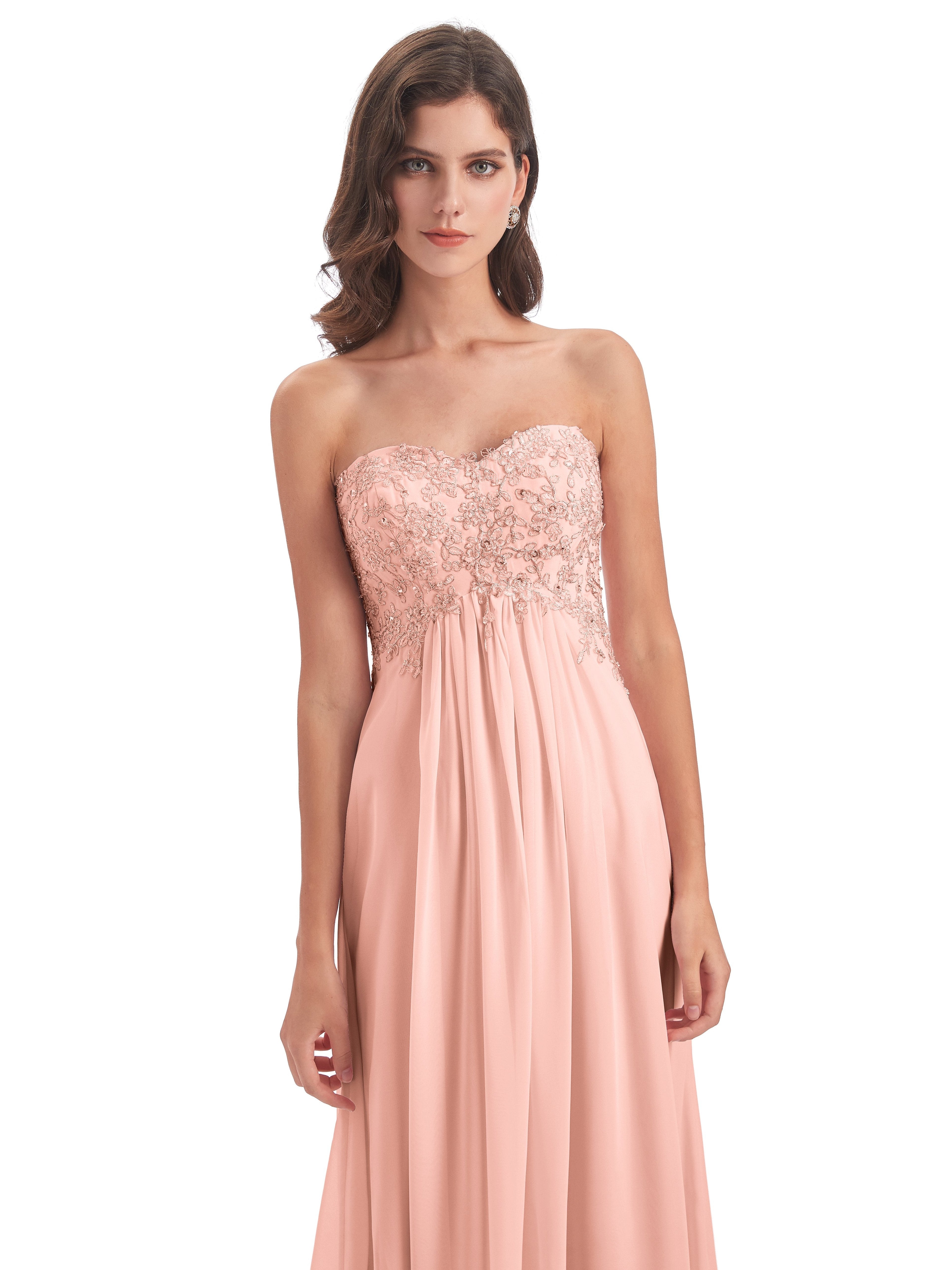 Halle Sweep-Brush Train Beading Sweetheart Bridesmaid Dresses