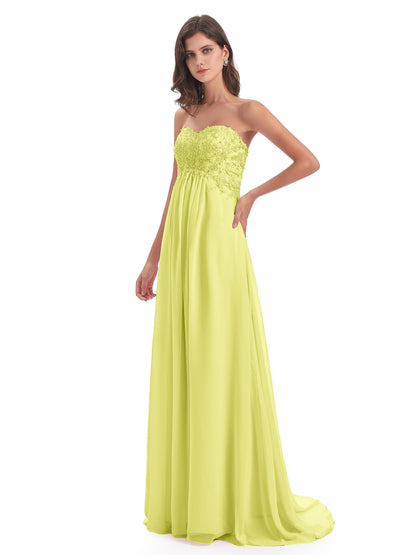 Halle Sweep-Brush Train Beading Sweetheart Bridesmaid Dresses