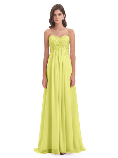 Halle Sweep-Brush Train Beading Sweetheart Bridesmaid Dresses
