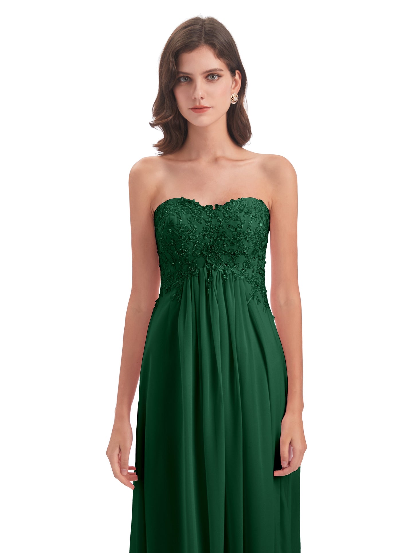 Halle Sweep-Brush Train Beading Sweetheart Bridesmaid Dresses