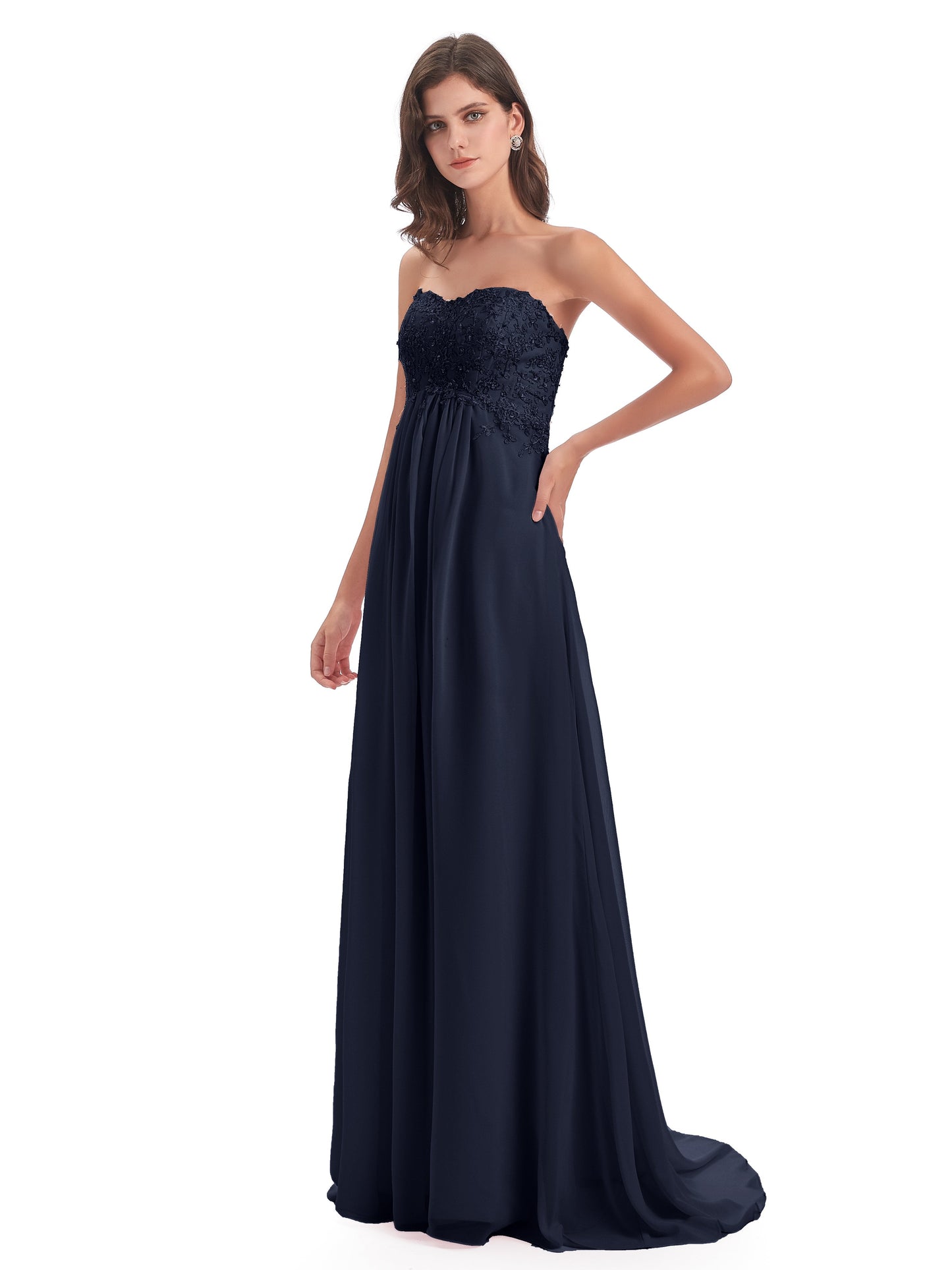 Halle Sweep-Brush Train Beading Sweetheart Bridesmaid Dresses