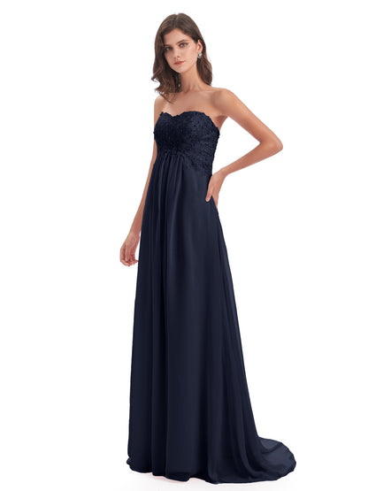 Halle Sweep-Brush Train Beading Sweetheart Bridesmaid Dresses