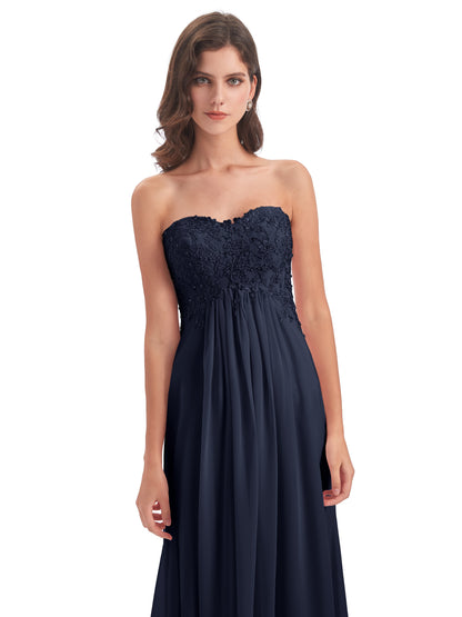 Halle Sweep-Brush Train Beading Sweetheart Bridesmaid Dresses