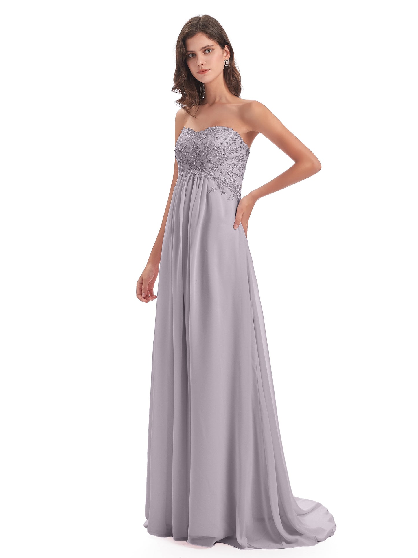 Halle Sweep-Brush Train Beading Sweetheart Bridesmaid Dresses