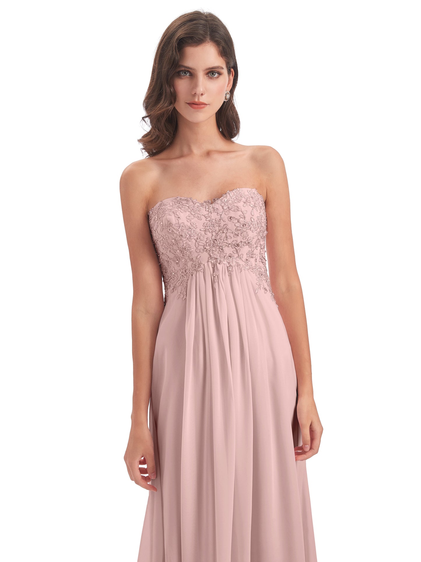 Halle Sweep-Brush Train Beading Sweetheart Bridesmaid Dresses