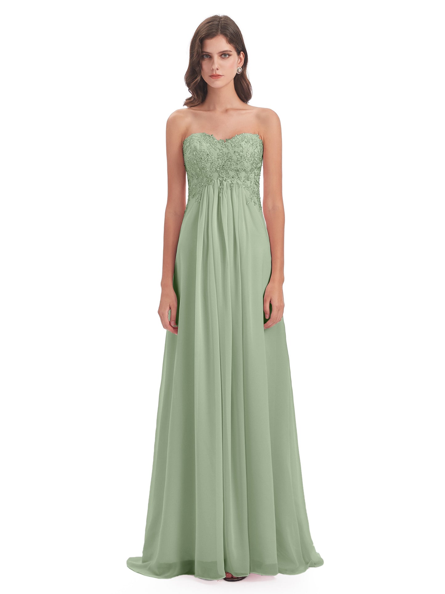 Halle Sweep-Brush Train Beading Sweetheart Bridesmaid Dresses