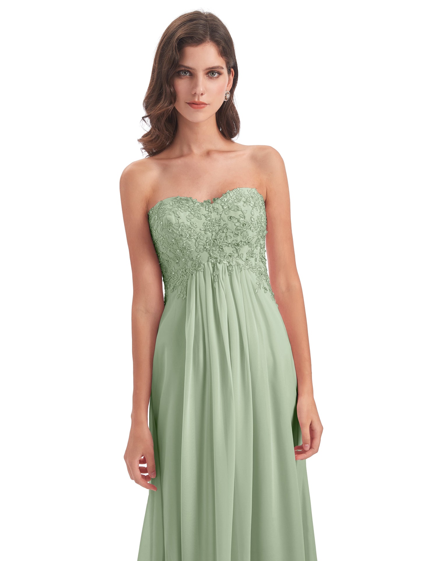 Halle Sweep-Brush Train Beading Sweetheart Bridesmaid Dresses