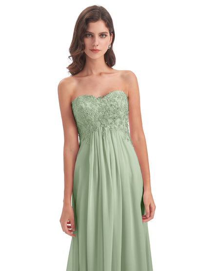 Halle Sweep-Brush Train Beading Sweetheart Bridesmaid Dresses