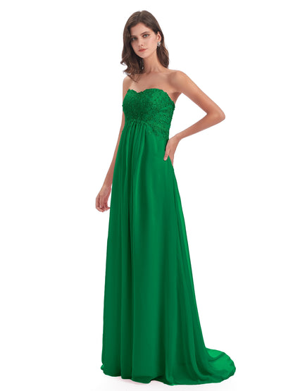 Halle Sweep-Brush Train Beading Sweetheart Bridesmaid Dresses